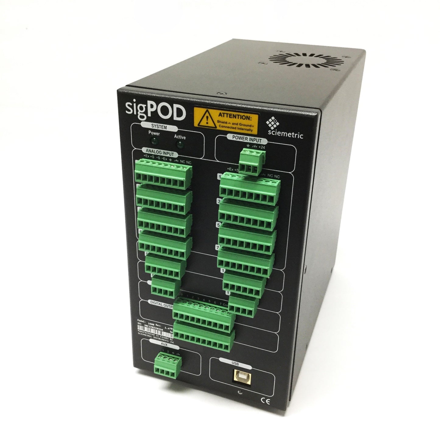 Used Sciemetric 1608 sigPOD Process Monitor & Control 8-Channel USB Expansion, 24VDC