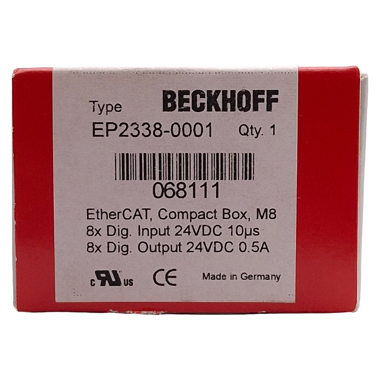New Beckhoff EP2338-0001 EtherCAT Box 8-Channel, 24VDC, 0.5A/Channel, M8 3 & 4-Pin
