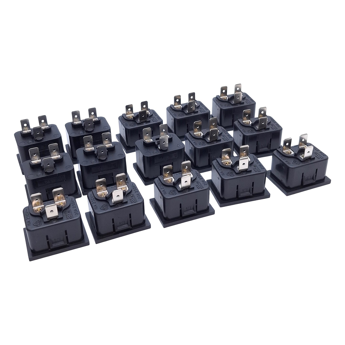 New – Open box Lot of 15 Corcom 20ESRMC2 Male Power Inlet Connector 20A Max, 120/250VAC