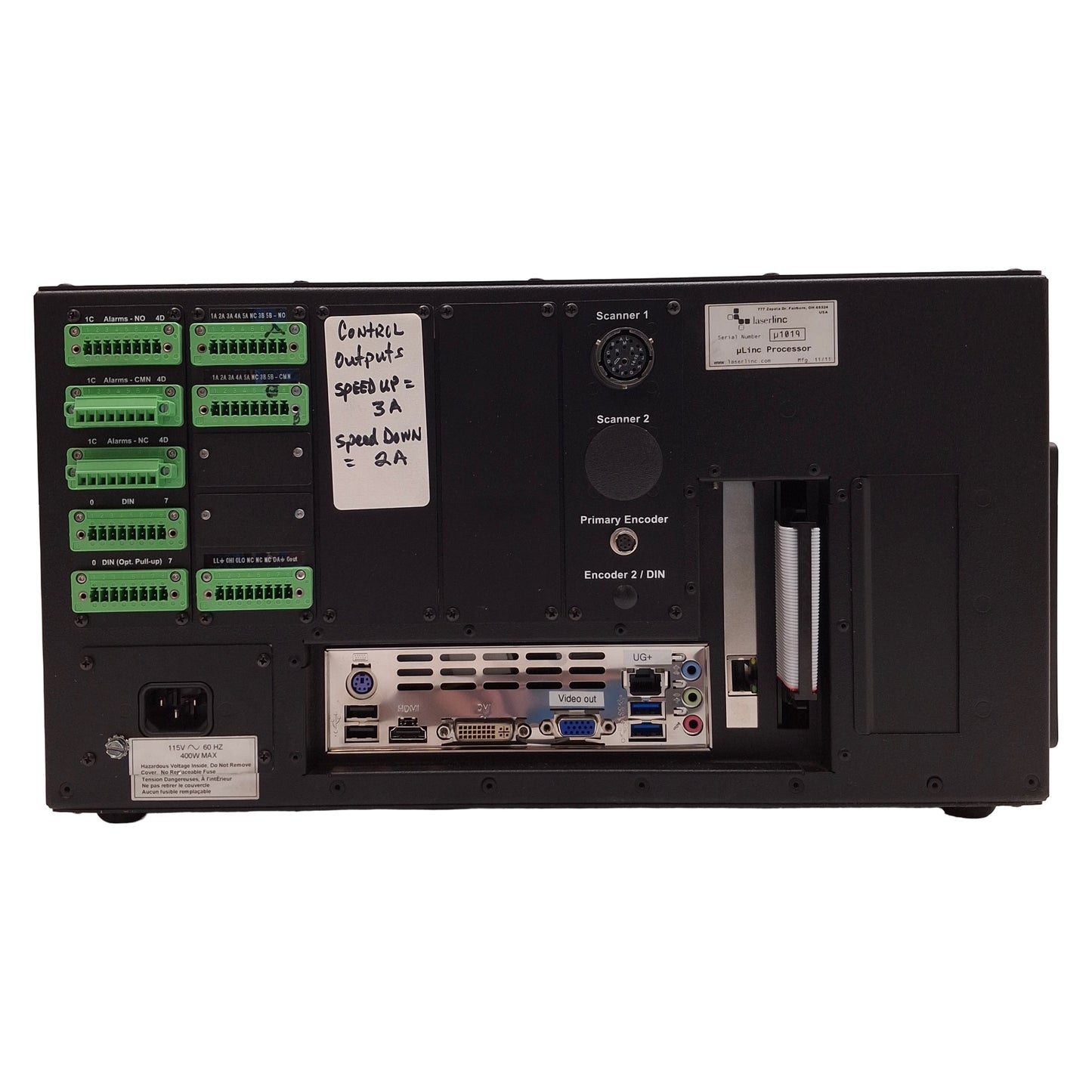 Used Laserlinc µ1019 μlinc Processor 115VAC, 400W, Analog I/O 8/8, Digital I/O 16/8