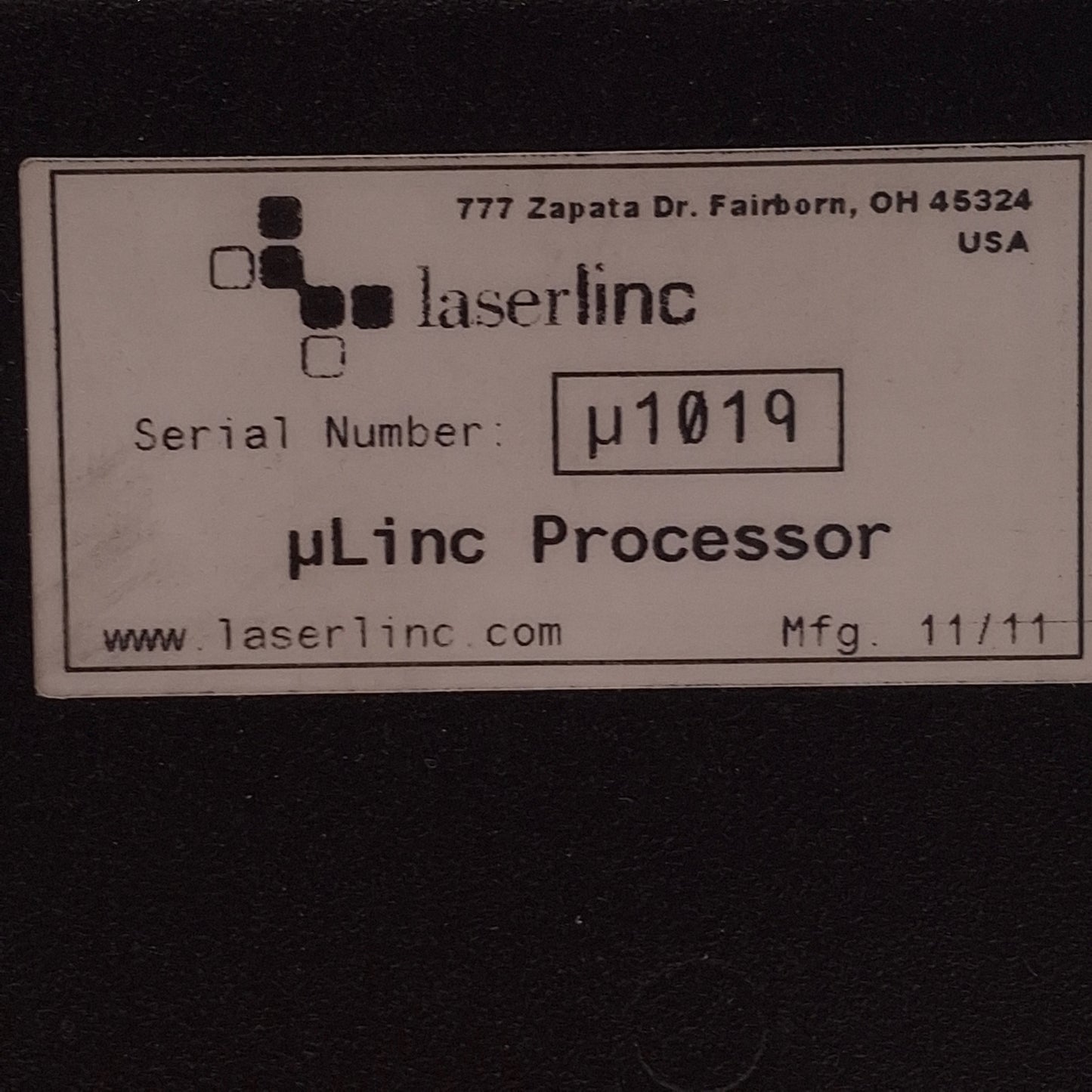 Used Laserlinc µ1019 μlinc Processor 115VAC, 400W, Analog I/O 8/8, Digital I/O 16/8