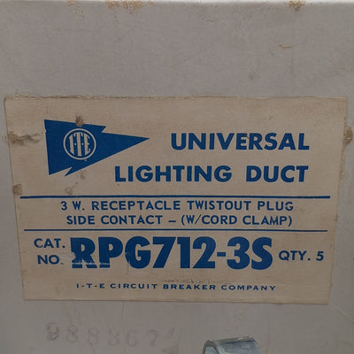 New Lot of 5 ITE RPG712-3S Universal Lighting Duct, Twistout, 15A 125VAC 3W