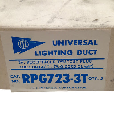 New Lot of 5 ITE RPG723-3T Universal Lighting Duct, Twistout, 15A 125VAC 3W