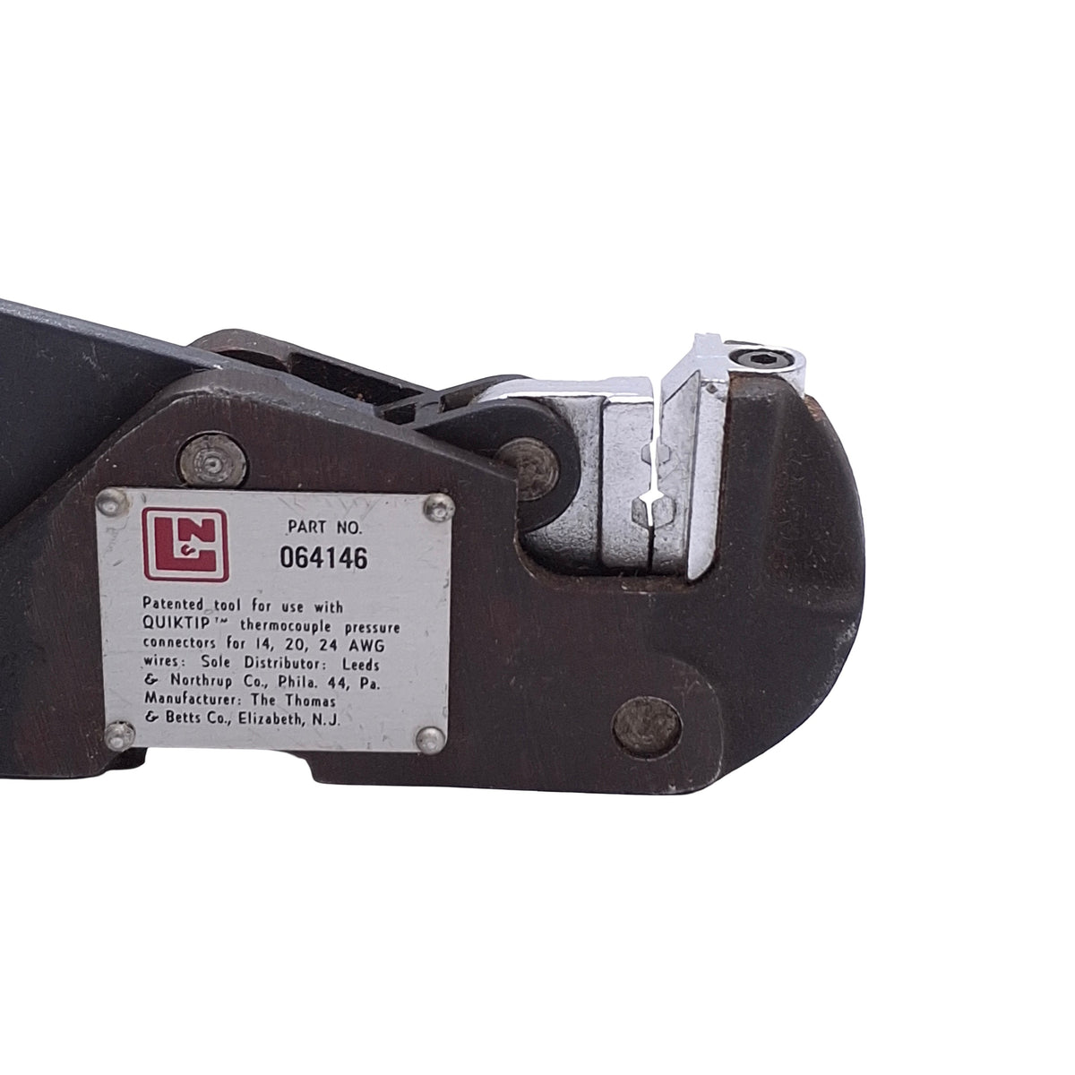 Used Leeds & Northrup 064146 Quick Tip Hand Crimp Tool, T/C Wire 14/20/24 AWG