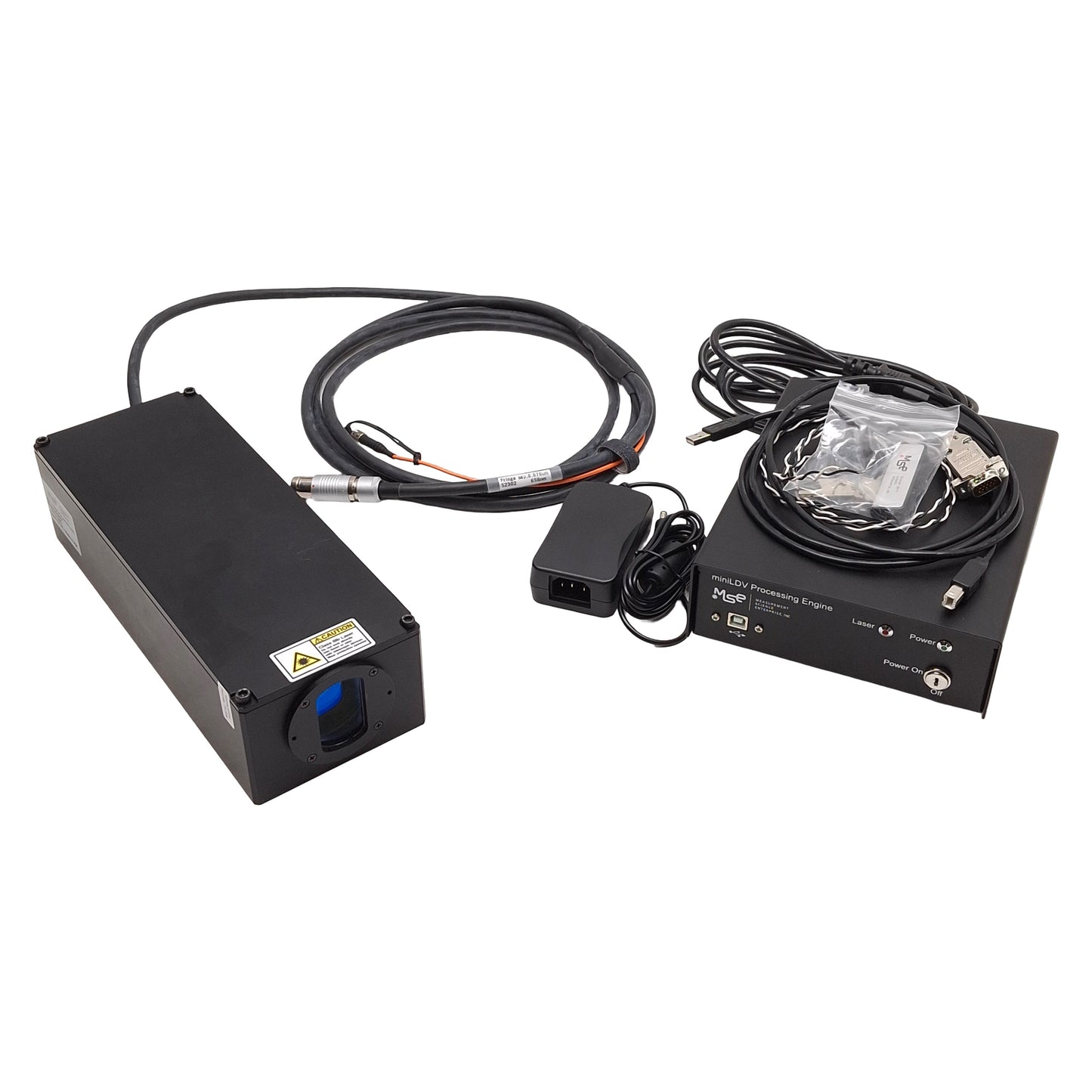 Used MSE GS-500-F / HSML-3M-FG Laser Doppler Velocimetry System, 12VDC *Cracked Lens*