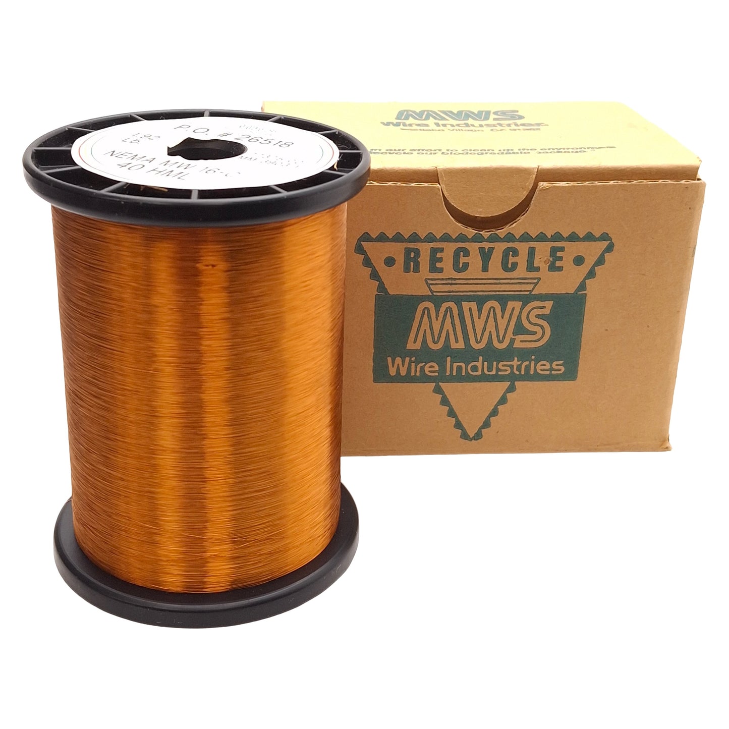New MWS Wire Industries 40AWG NEMA MW16C Heavy Build Copper Magnet Wire, 1.9lbs