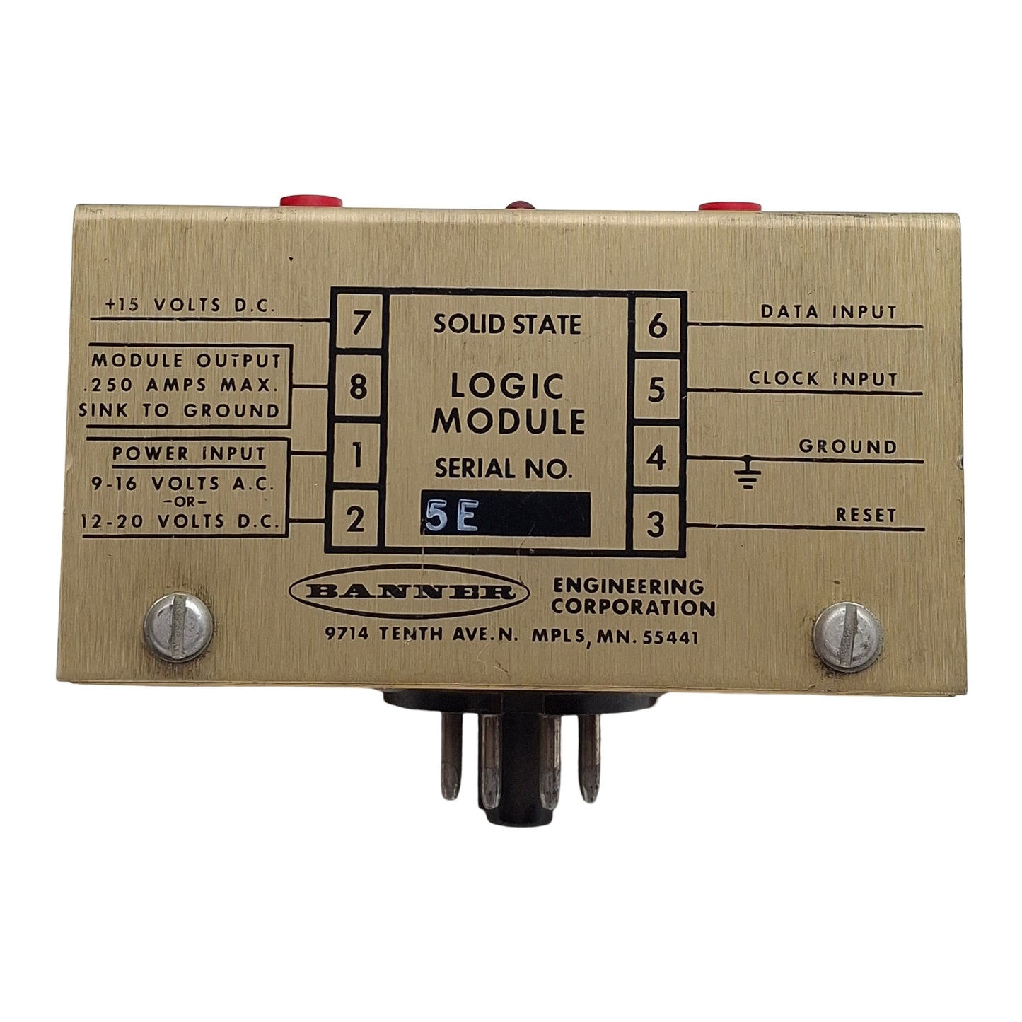 Used Banner SR-8 Solid-State Shift Register Logic Module, 16VAC/20VDC In, 250mA Out