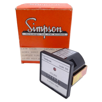 New Simpson 03616 Elapsed Time Meter 10-80VDC, 3-5.5mA, ≤0.01%/24hrs Accuracy