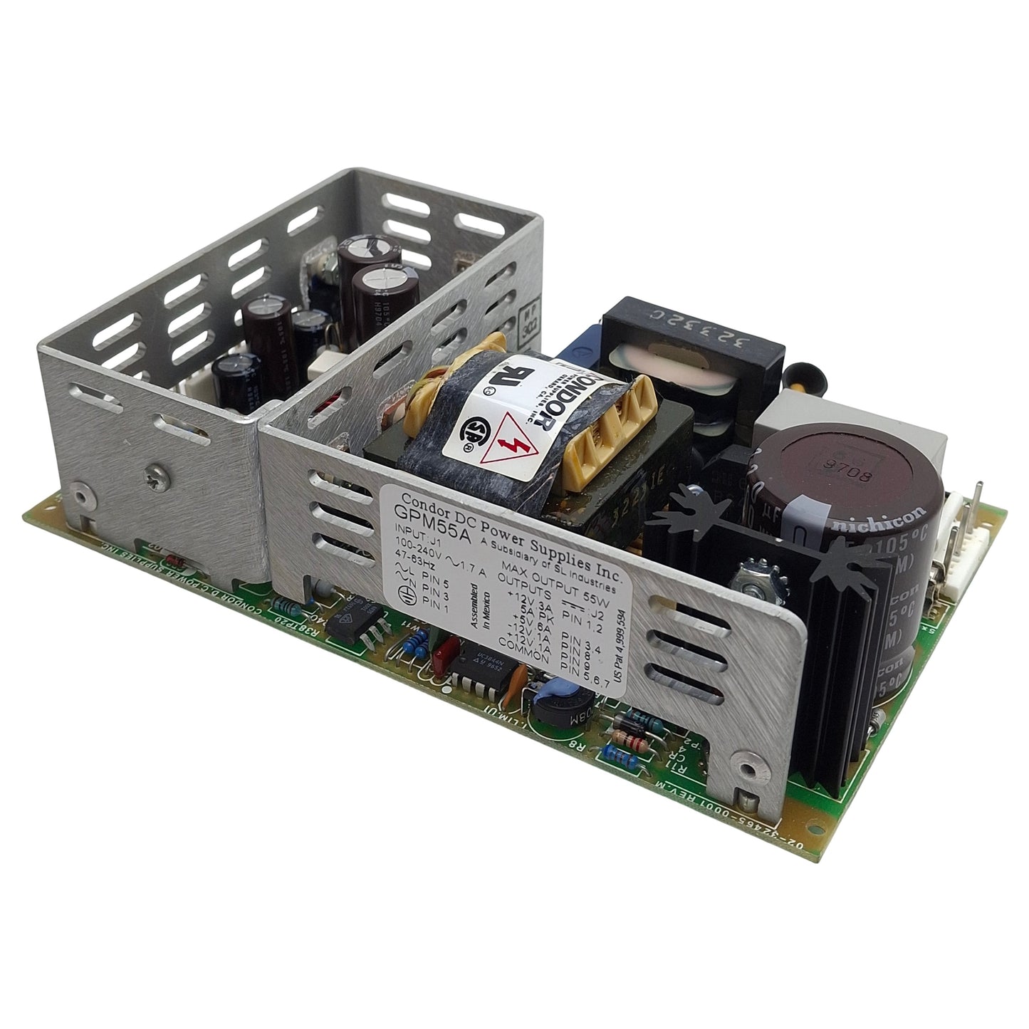 Used Condor GPM55A Power Supply, 100-240VAC In, +-12VDC/5VDC 1-6A Out, 55W Max