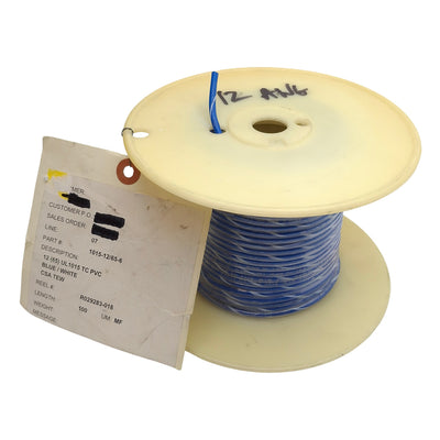 Used Anixter 1015-12/65-6 Blue Hook-Up Lead Wire, TNC, 12AWG, 65-Strand, 600V, 100ft