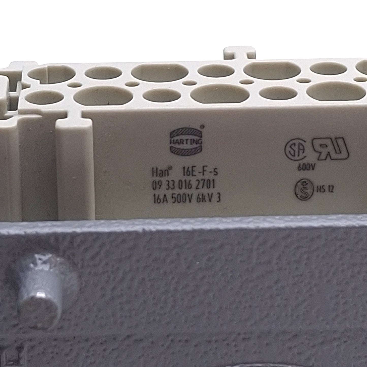 Used Harting 09330162701 Han E Connector Insert W/ Right Angle Hood, 16B Female, 16A