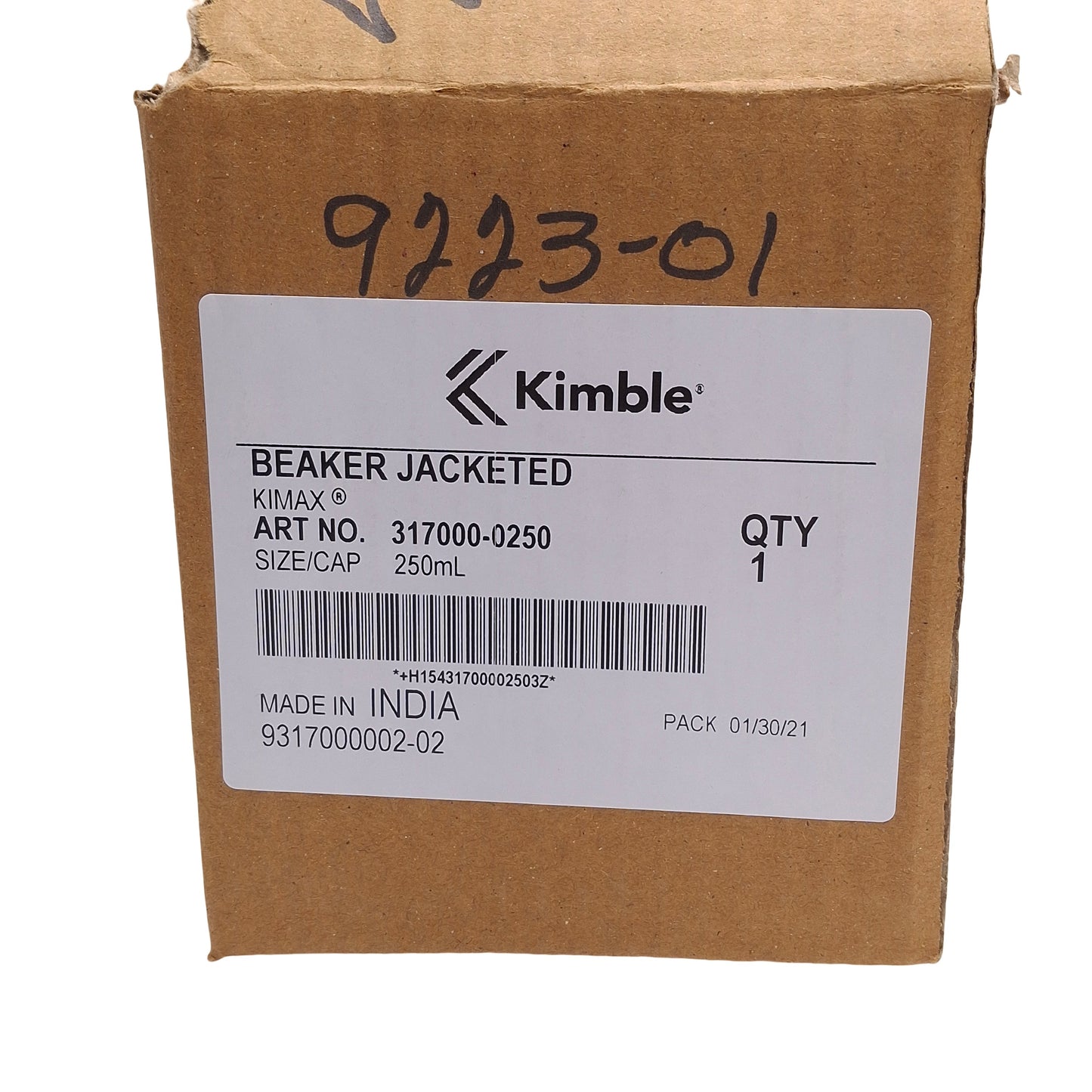 New Kimble 31700-0250 Jacketed Reaction Beaker, 250mL, 3/8in Hose Connection