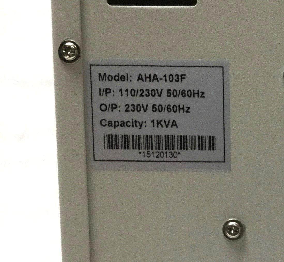 Used Soltec AHA-103F Frequency Converter 1PH 110/230VAC In, 230VAC 50/60Hz Out, 1KVA