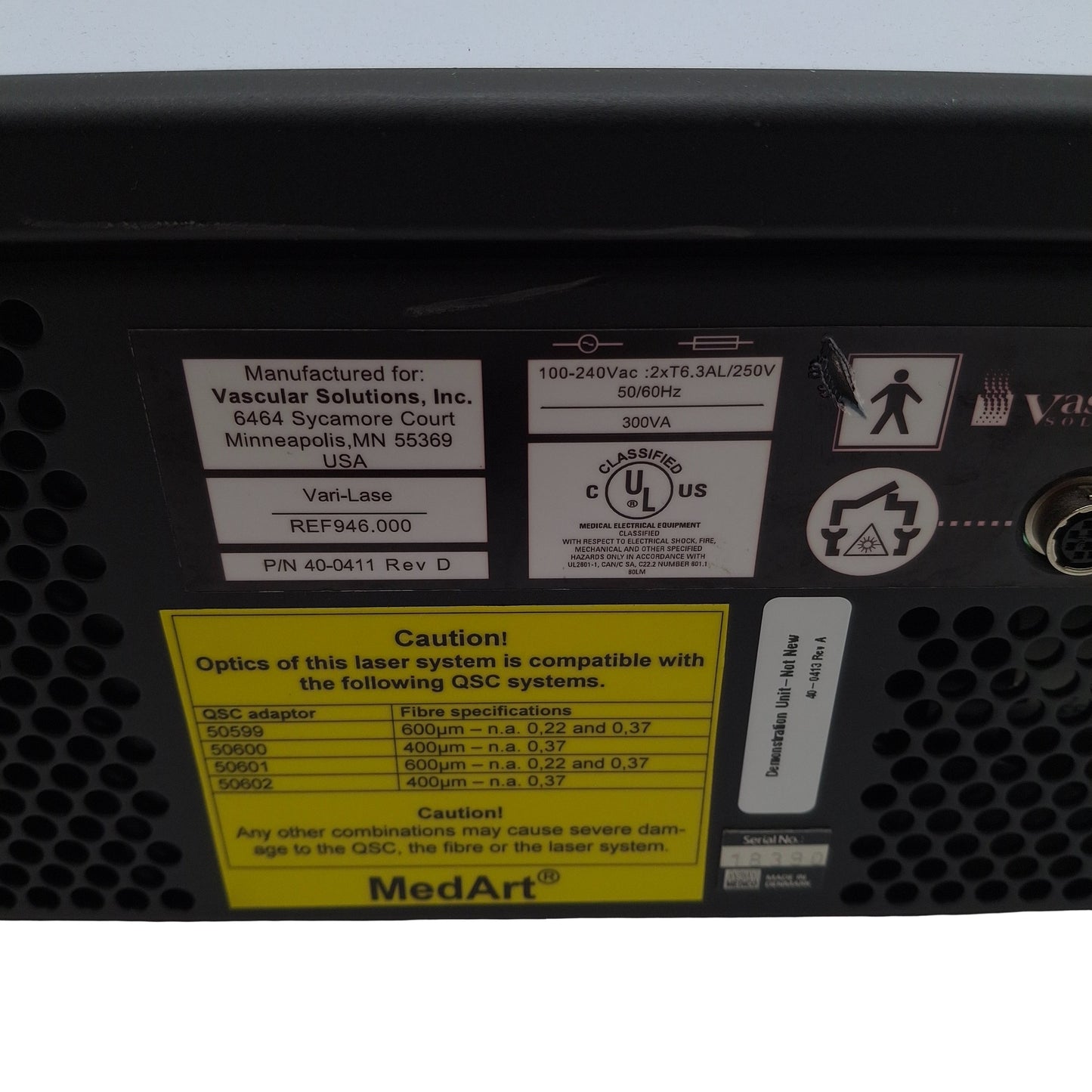 Used Vascular Solutions 40-0411 Rev D REF946.000 Vari-Lase, 100-240VAC 300VA