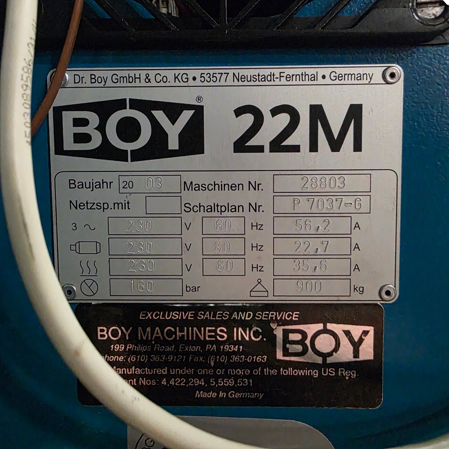 Used Boy 22MVH Injection Molding Press With Procan MD Control 24.2 Ton 250VAC 3Ph 56A