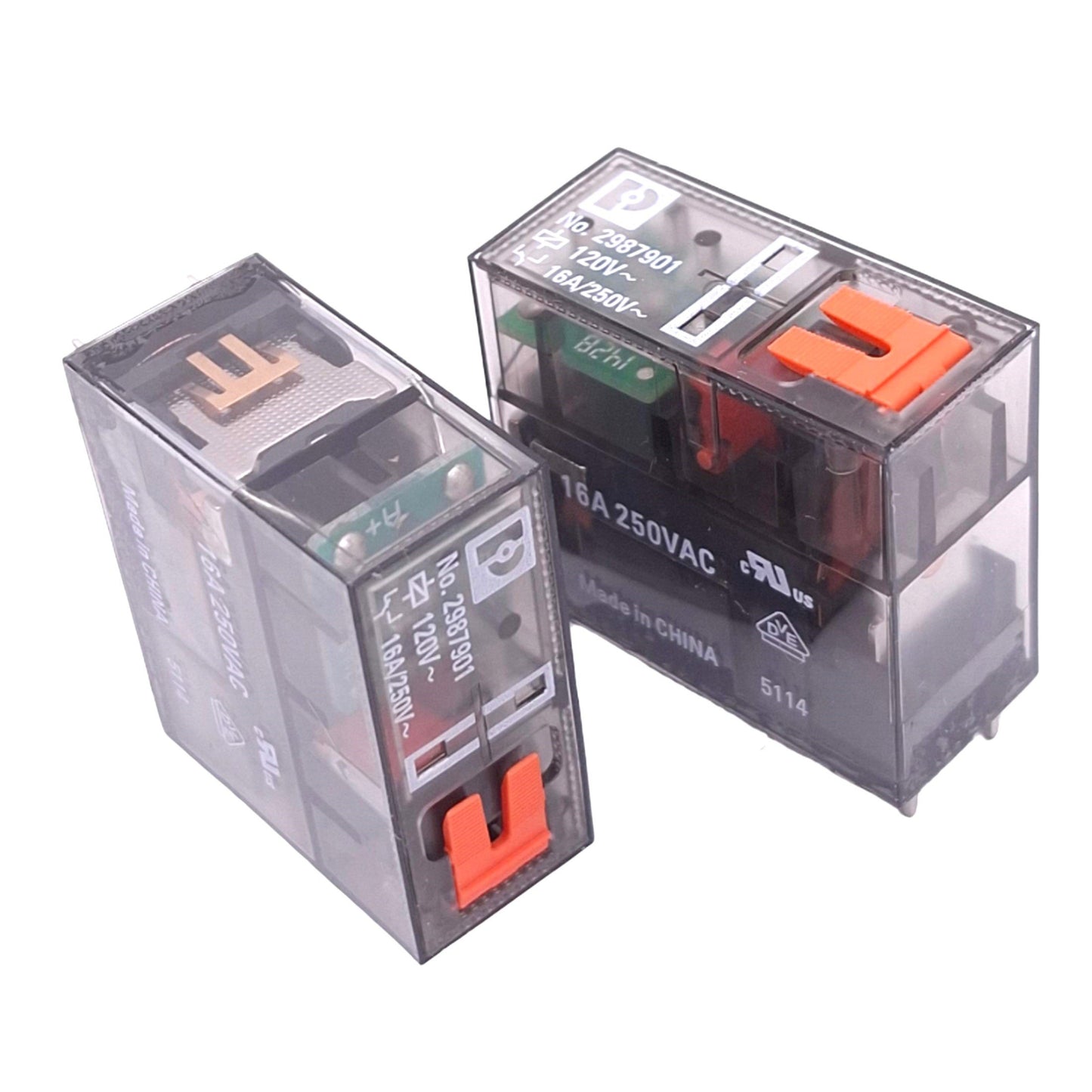 Used Lot of 2 Phoenix Contact REL-MR-120AC/21HC/MS 2987901 Relays, SPDT, 120VAC Coil