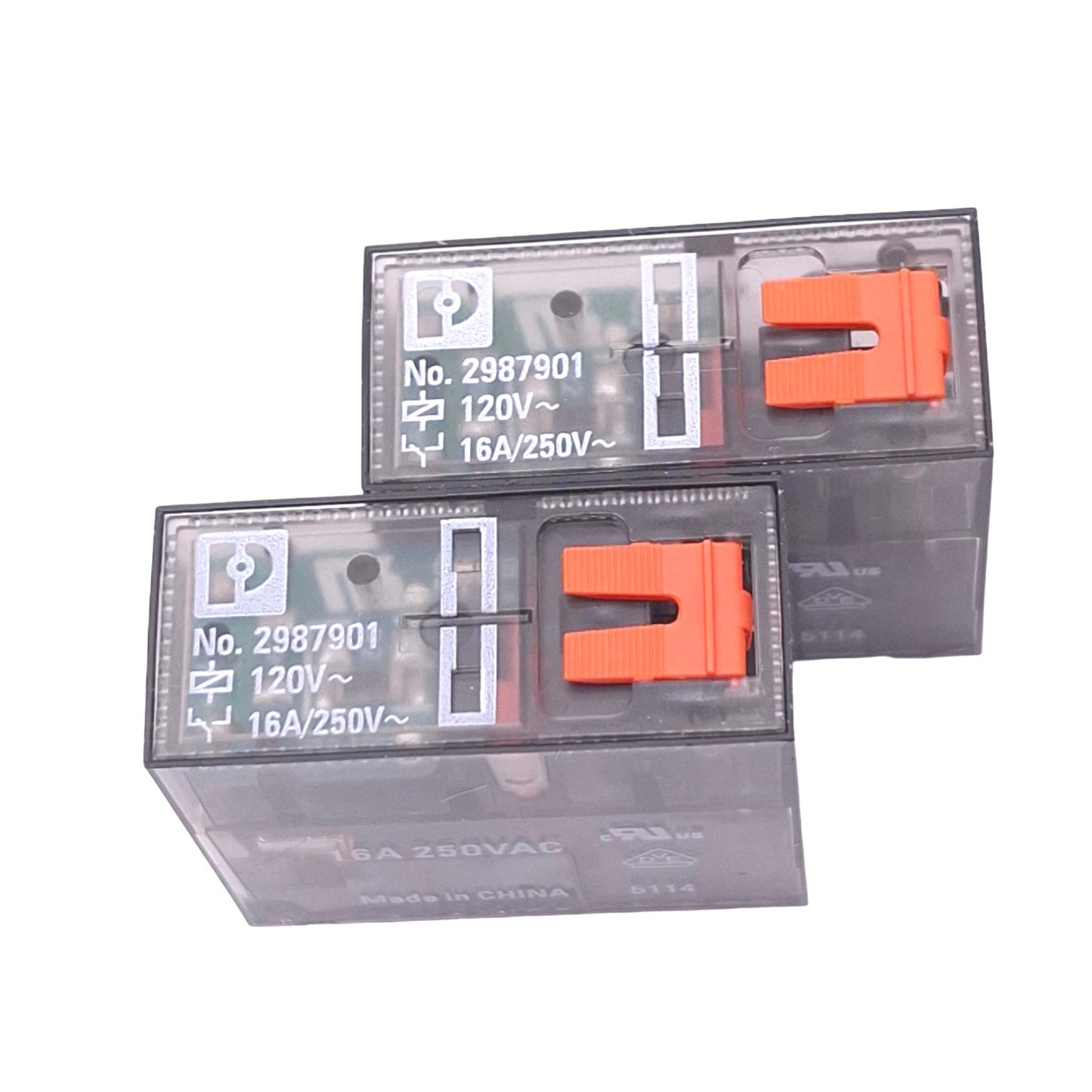 Used Lot of 2 Phoenix Contact REL-MR-120AC/21HC/MS 2987901 Relays, SPDT, 120VAC Coil