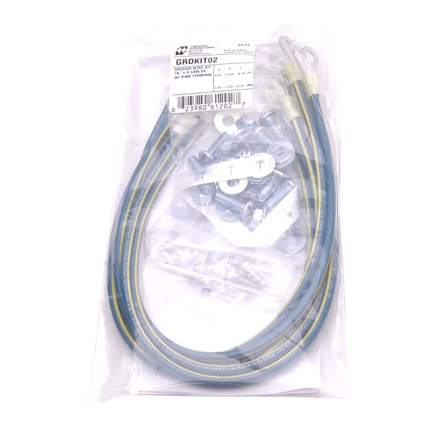 New Hammond GRDKIT02 Ground Wire Kit, 16" x 6 Cables w/ Ring Terminal
