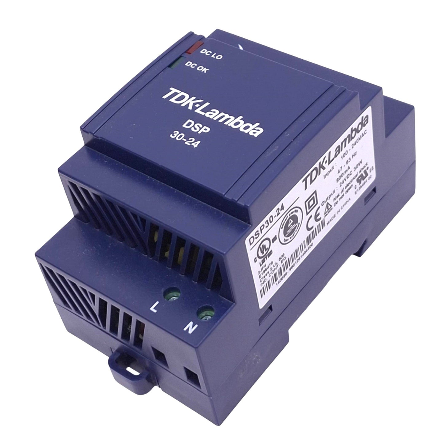 New TDK-Lambda DSP30-24 Power Supply, 100-240VAC 800mA In, 24VDC Out, 30W Max