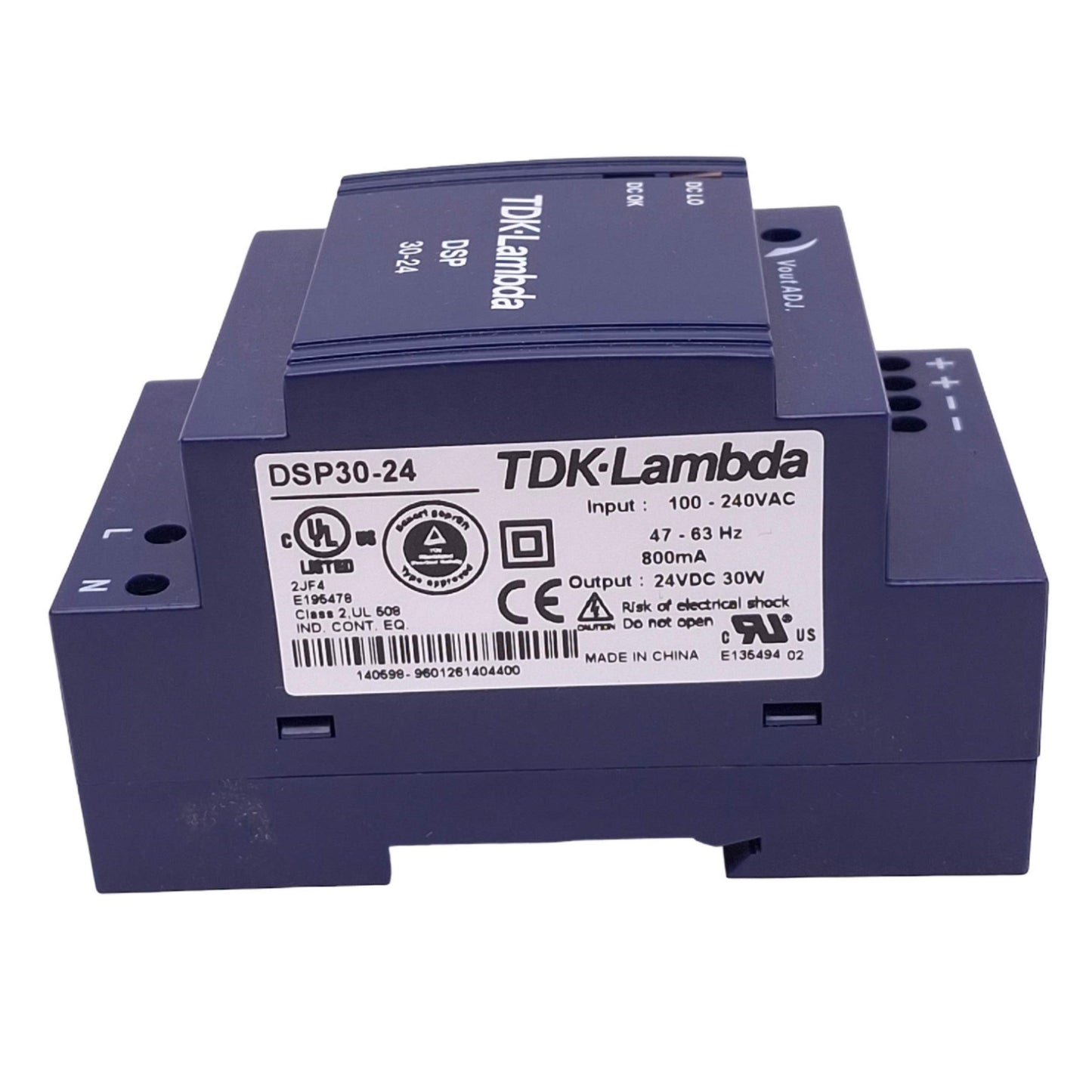 New TDK-Lambda DSP30-24 Power Supply, 100-240VAC 800mA In, 24VDC Out, 30W Max
