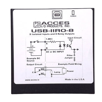 Used Acces I/O Products USB-IIRO-8 I/O Module, 8 Isolated Input, 8 Relay Out, USB-B