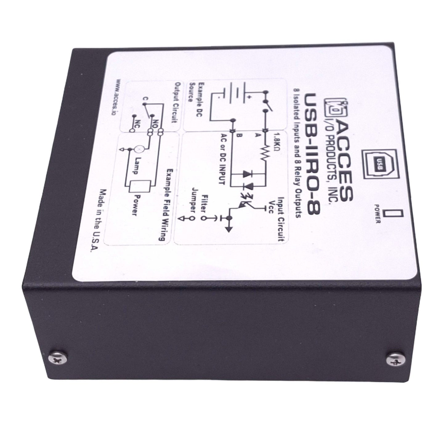Used Acces I/O Products USB-IIRO-8 I/O Module, 8 Isolated Input, 8 Relay Out, USB-B