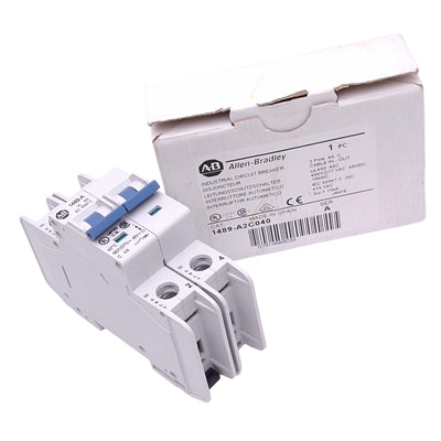 New Allen Bradley 1489-A2C040 Circuit Breaker, 2-Pole, 4A, 480Y/277VAC 48VDC Max