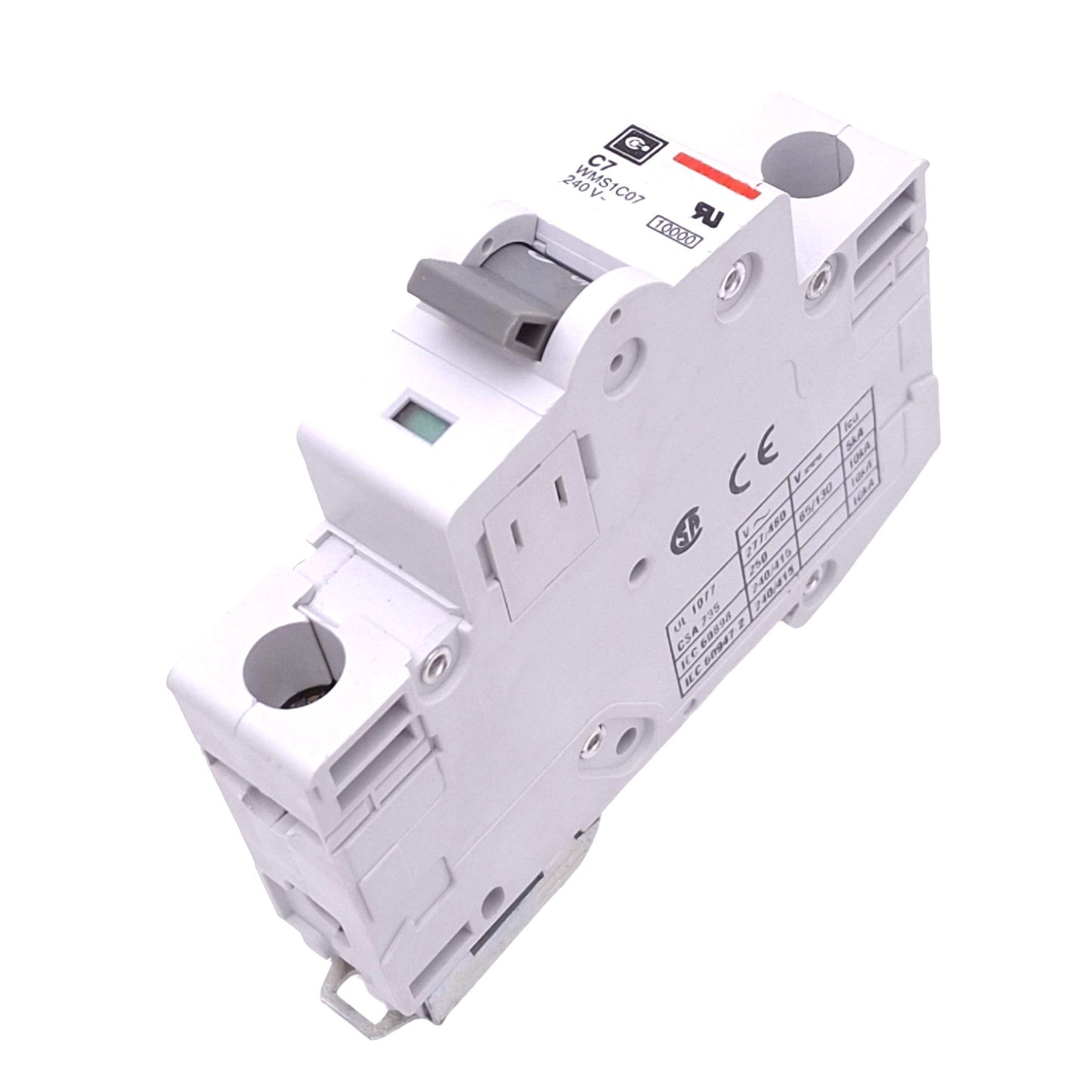 Used Cutler Hammer WMS1C07 Circuit Breaker, 1-Pole 7A, 240VAC Max, DIN Rail