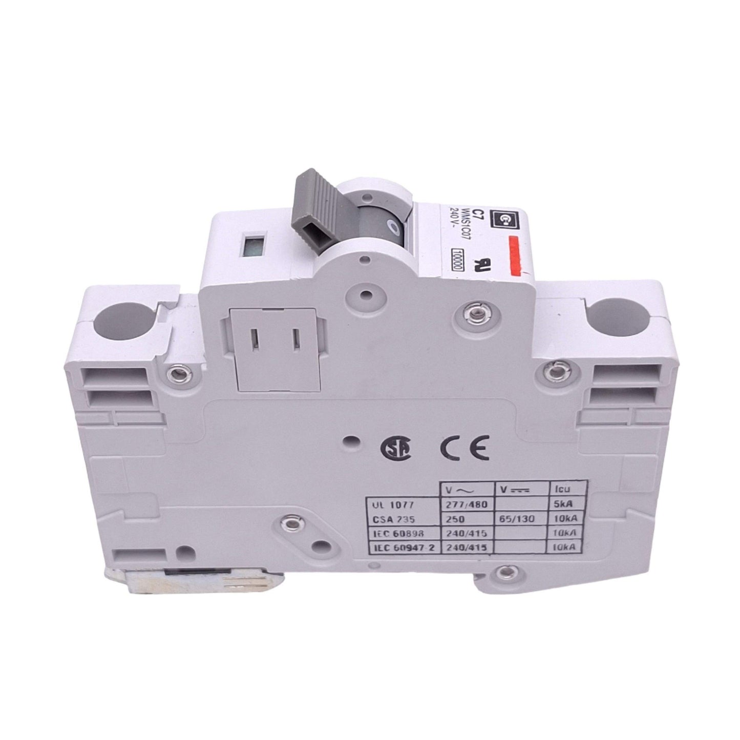 Used Cutler Hammer WMS1C07 Circuit Breaker, 1-Pole 7A, 240VAC Max, DIN Rail