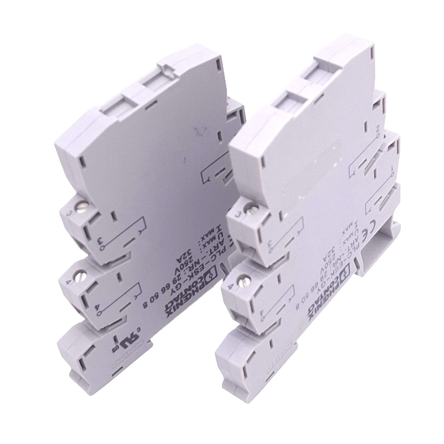 Used Lot of 2 Phoenix Contact 2966508 PLC-ESK-GY Terminal Blocks, 4-Pole, 250V 32A