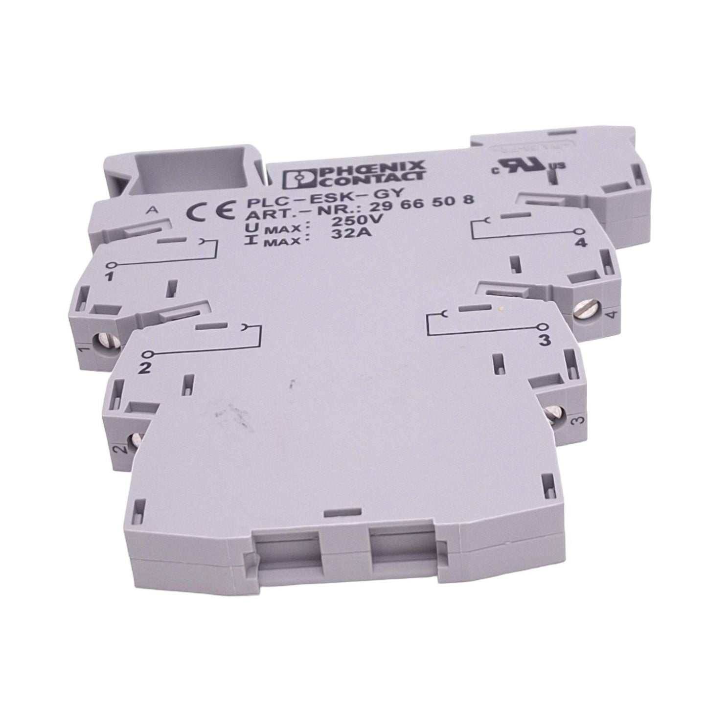 Used Lot of 2 Phoenix Contact 2966508 PLC-ESK-GY Terminal Blocks, 4-Pole, 250V 32A