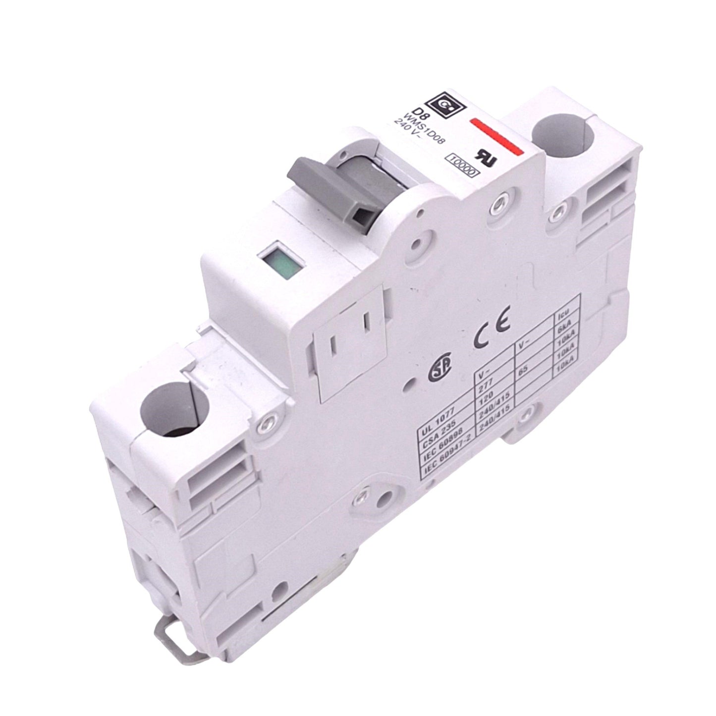 Used Cutler Hammer WMS1D08 Circuit Breaker, 1-Pole 8A, 240VAC Max, DIN Rail