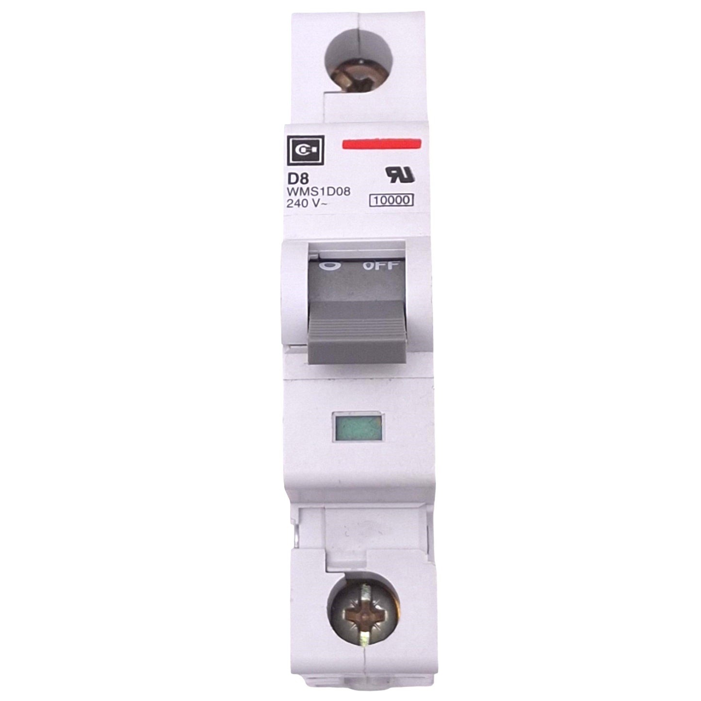 Used Cutler Hammer WMS1D08 Circuit Breaker, 1-Pole 8A, 240VAC Max, DIN Rail