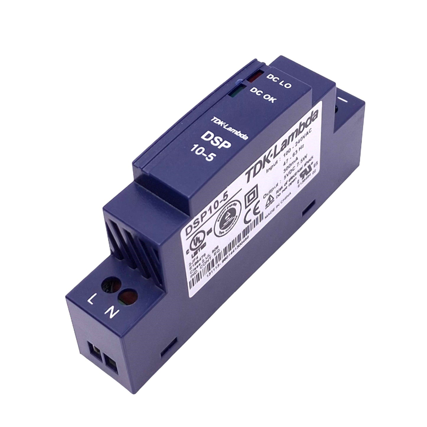 Used TDK-Lambda DSP10-5 Power Supply, 100-240VAC 300mA In, 5VDC Out, 7.5W Max