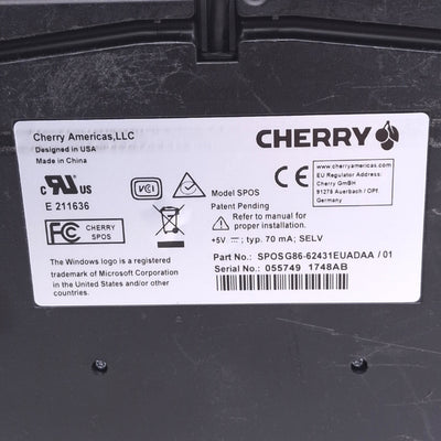 Used Cherry SPOS G86-62431EUADAA/01 Biometric Compact Keyboard w/ Touch Pad, 14" Form