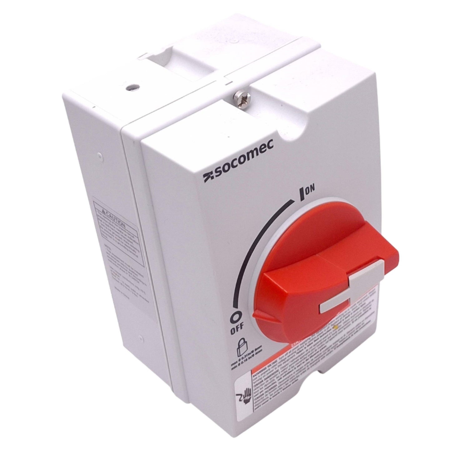 Used Socomec 22143503 Enclosed Manual Motor Disconnect Switch, 3-Pole, 600VAC 30A Max