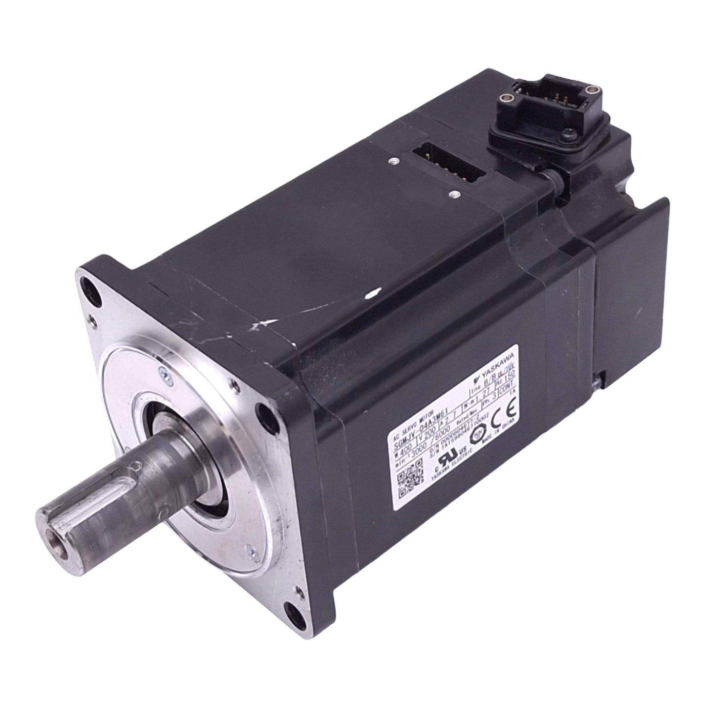 Used Yaskawa SGMJV-04A3M61 AC Servo Motor, 400W, 200VAC 3-Phase, 3000/6000rpm Max