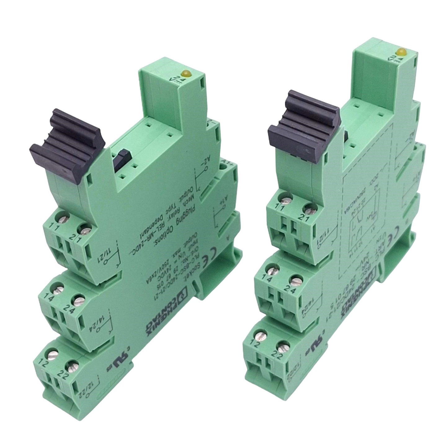 Used Lot of 2 Phoenix Contact 2967015 PLC-BSC- 24DC/21-21 Relay Sockets, 8-Pin, 24VDC