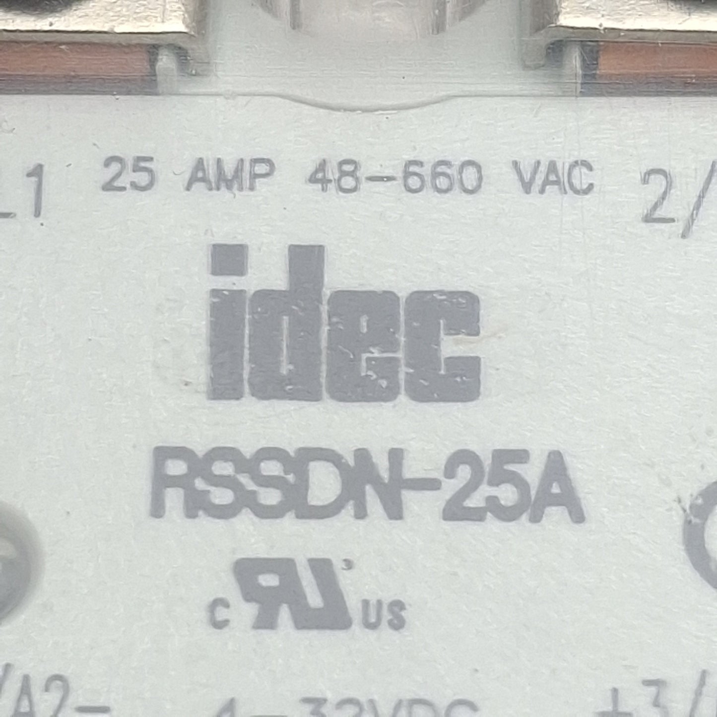 Used IDEC RSSDN-25A Solid State Relay, SPST-NO, 48-660VAC 25A, 4-32VDC Control