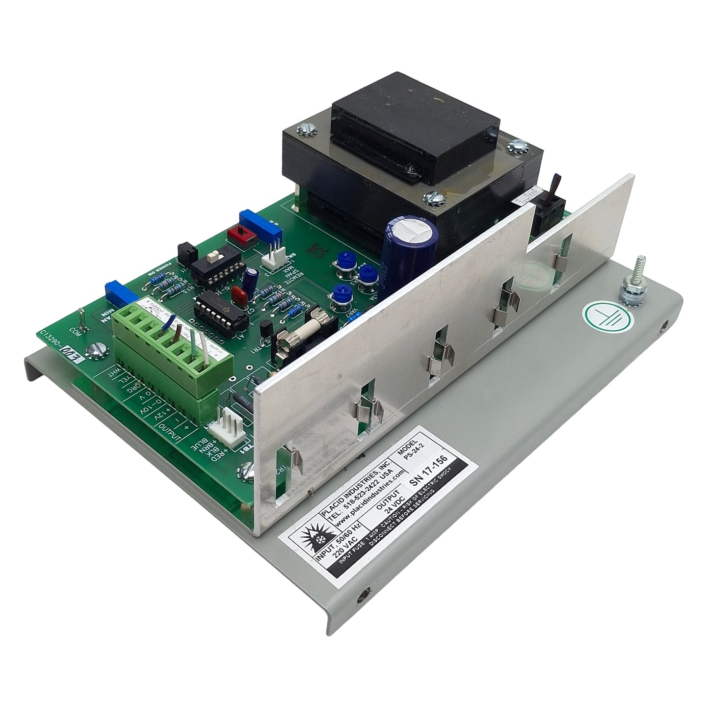 Used Placid Industries PS-24-2 Power Supply, 220VAC In, 0.75A 24VDC 22W Out