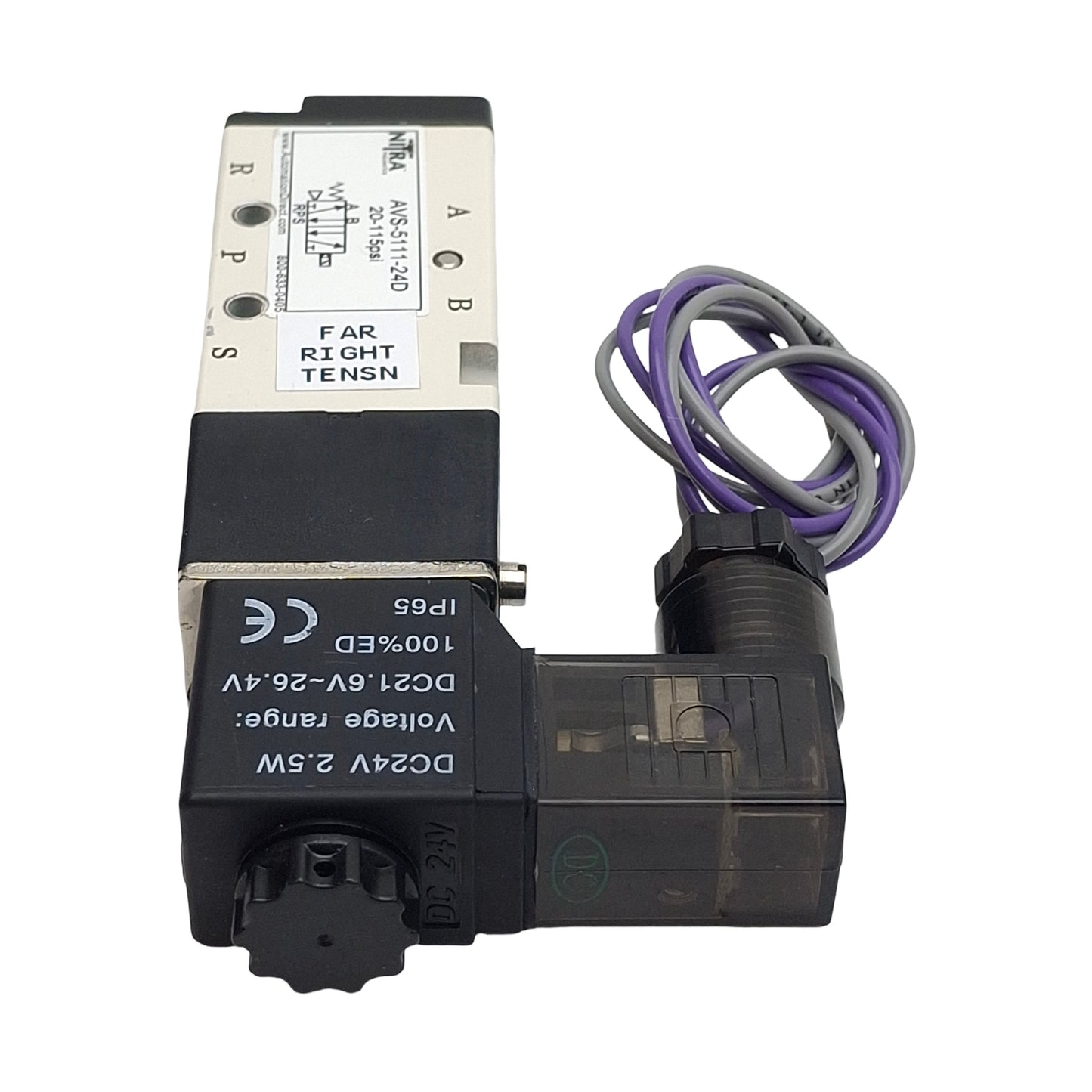 Used Lot of 2 Nitra AVS-5111-24D Solenoid Valve 4/2-Way, 1/8" NPT, 115psi, 24VDC Coil