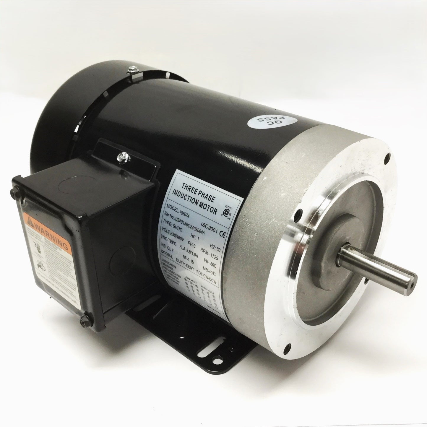 Used General Purpose 108074 3-Phase Induction Motor 230/460VAC 60Hz, 1HP, 1725RPM 56C