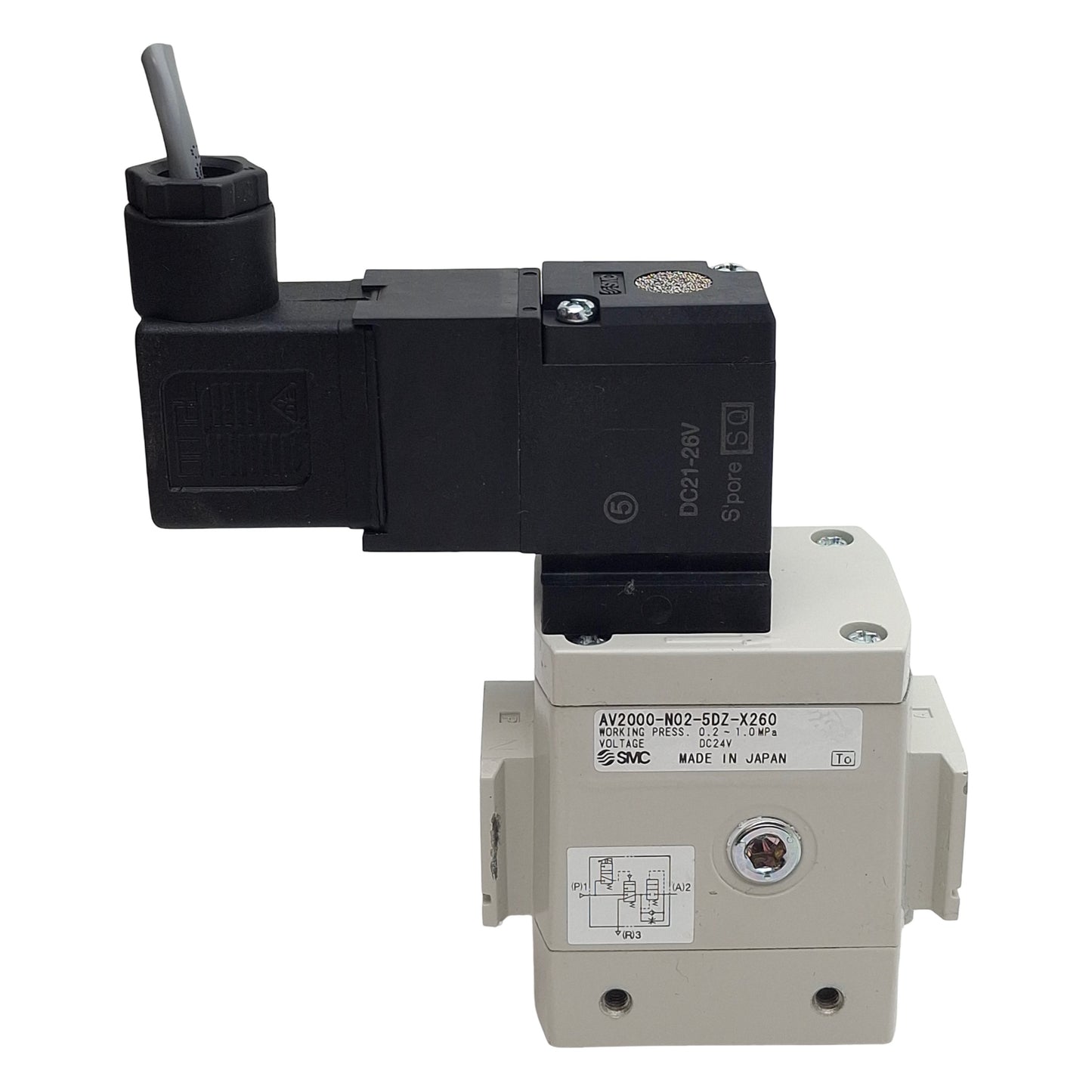 Used SMC AV2000-N02-5DZ-X260 Soft Start Valve, 0.2-1.0MPa, 1/4in NPT, 24VDC Coil