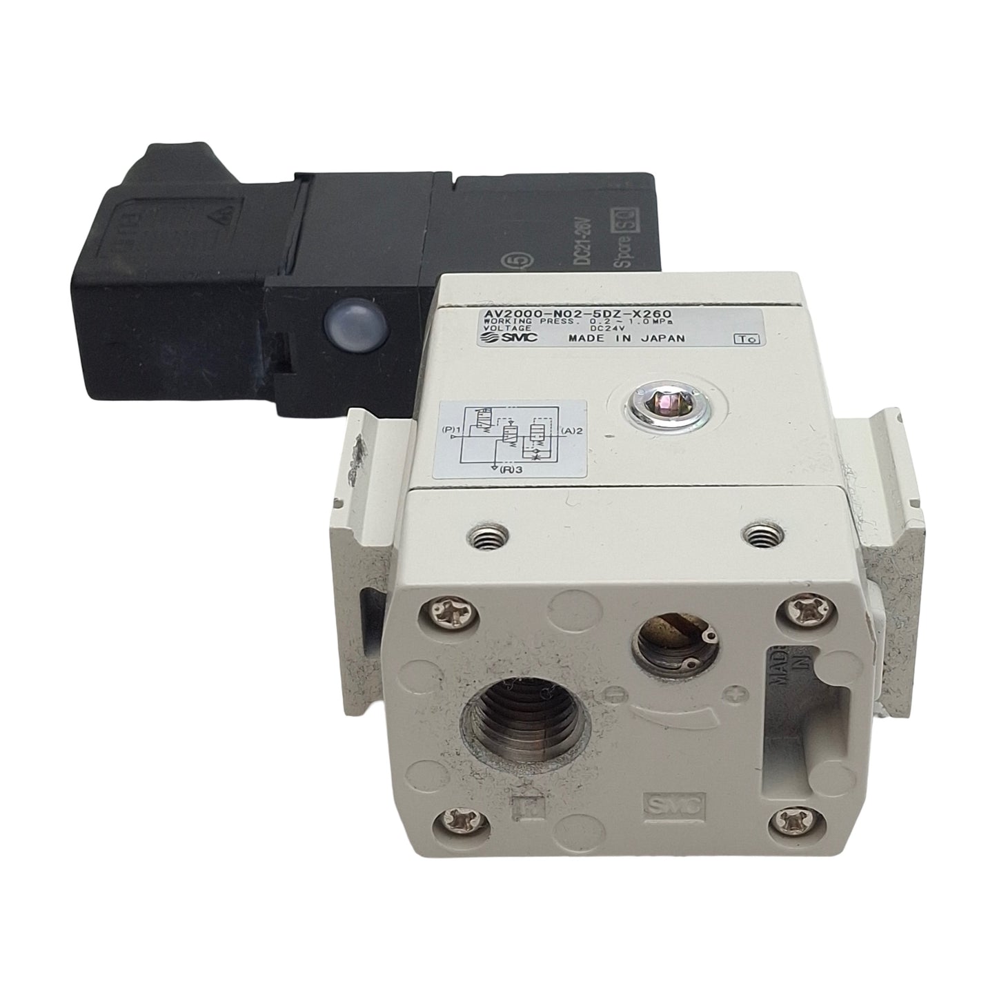 Used SMC AV2000-N02-5DZ-X260 Soft Start Valve, 0.2-1.0MPa, 1/4in NPT, 24VDC Coil