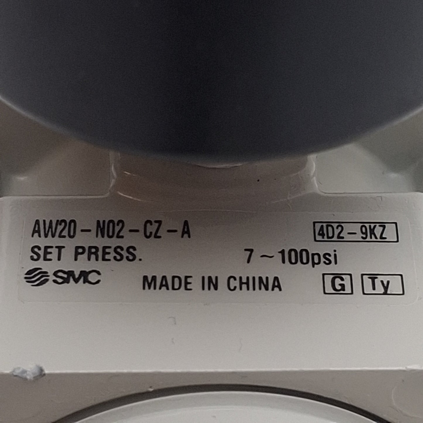 Used SMC AW20-N02-CZ-A Pneumatic Filter Regulator, 1/4in NPT, 7-100psi, 5µm