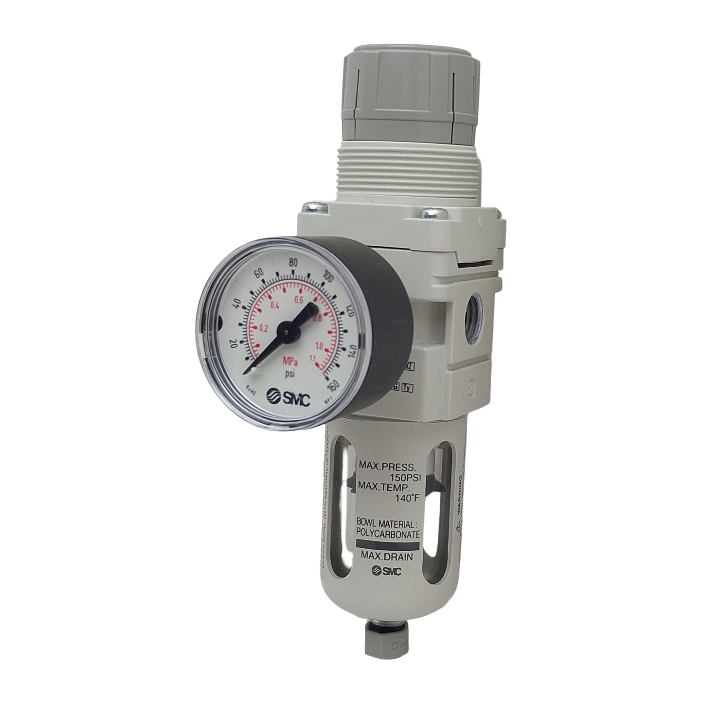 Used SMC AW20-N02-CZ-A Pneumatic Filter Regulator, 1/4in NPT, 7-100psi, 5µm