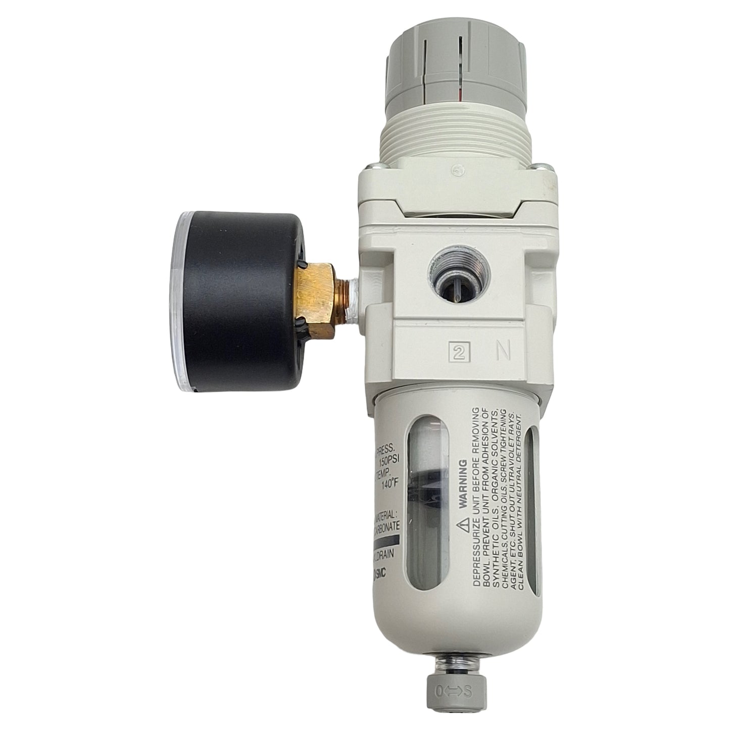 Used SMC AW20-N02-CZ-A Pneumatic Filter Regulator, 1/4in NPT, 7-100psi, 5µm