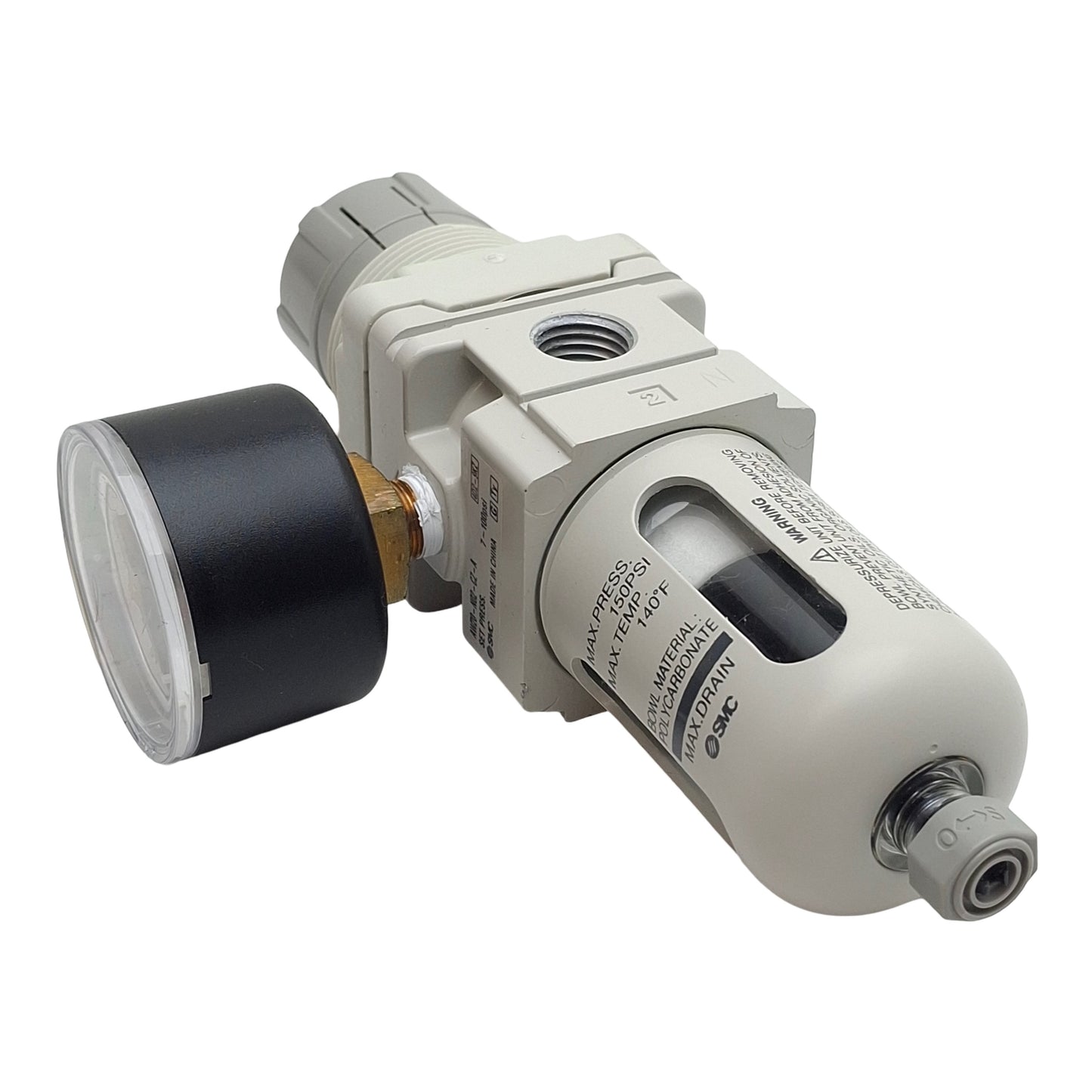 Used SMC AW20-N02-CZ-A Pneumatic Filter Regulator, 1/4in NPT, 7-100psi, 5µm