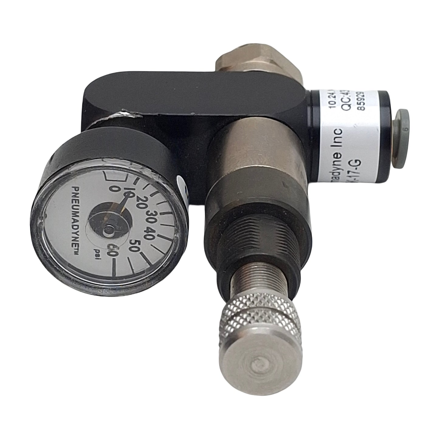 Used Pneumadyne R11-RK-17-G Pressure Regulator, 30-125psi 0.27Cv 22scfm, 1/8" Push-In