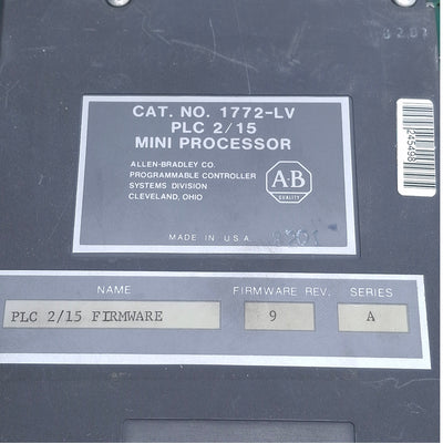 Used Allen Bradley 1772-LV Mini-PLC-2/15 Processor Module 2048 Words, CMOS RAM, 2A
